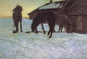 Valentin Serov Colts at a Watering-Place. oil on canvas